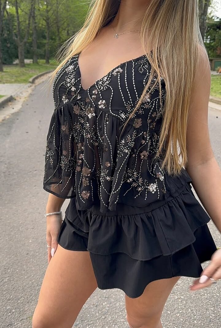 V030 - Top lentejuelas frunce